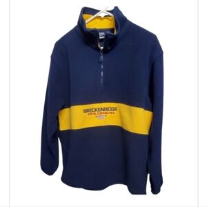 Vintage Breckenridge fleece over the head 1/4 zipper jacket. Navy/yellow. Sz M
